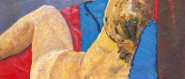 pain of a nude woman on couch