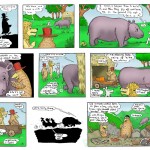 Colour cartoon strip of the Birds