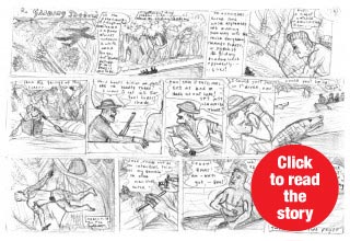 The Gliding Shadow - 0418 Pencil drawn gliding shadow cartoon strip preview