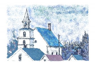 Church USA is an early computer generated image using his mouse and pen pad. Max used an early version of Microsoft Windows Paint