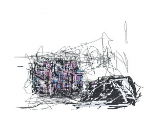 Wired - 2920 Wired is an early computer generated image using his mouse and pen pad. He used an early version of Microsoft Windows Paint