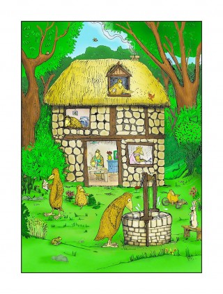 Colour cartoon strip of the Birds House