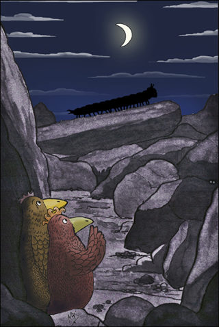Silhouette of the centipede in Rocklands